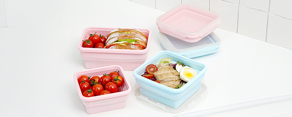 인블룸 접이식 실리콘 밀폐용기, 블루 크림소다, 400ml, 5개세트