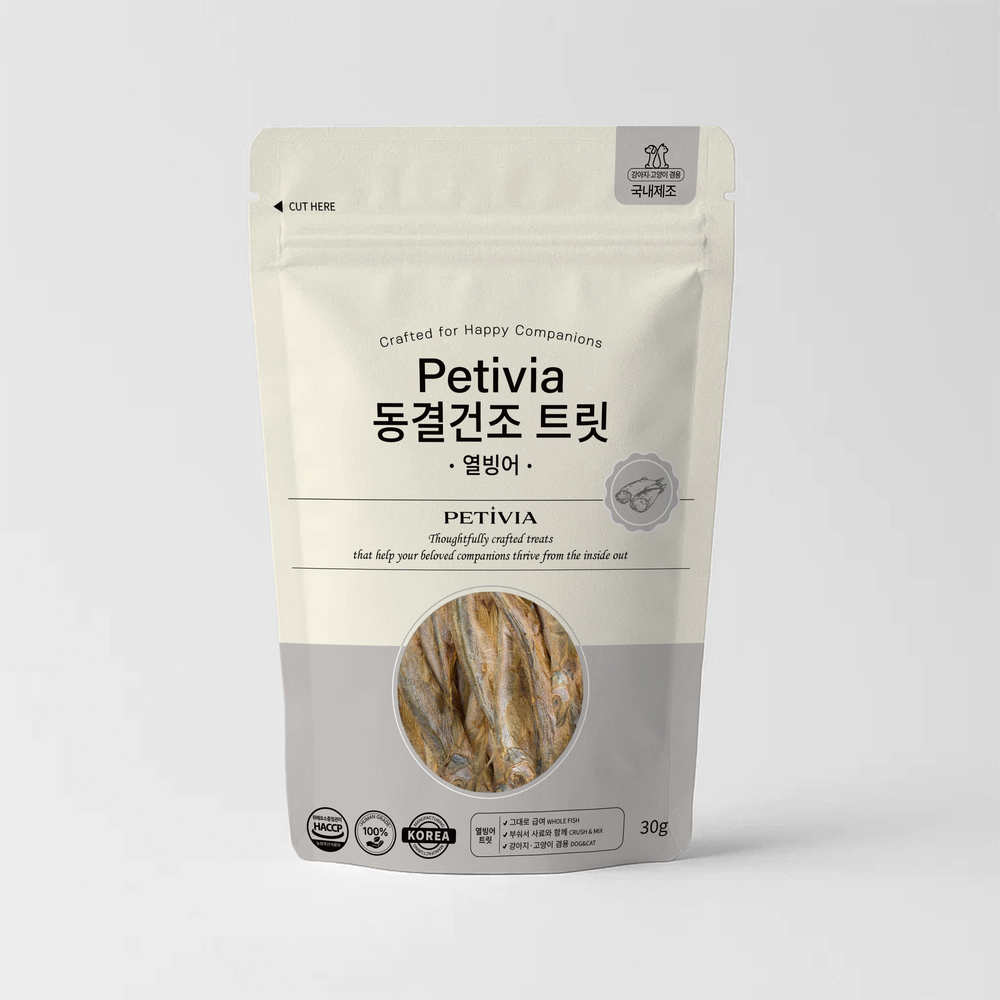 페티비아 동결건조 트릿, 열빙어, 30g, 1개