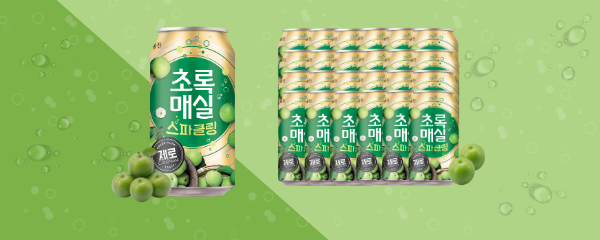 웅진 초록매실 스파클링제로, 350ml, 24개
