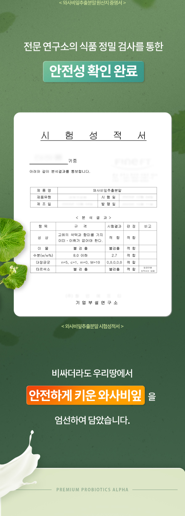 초록 이량 와사비잎 추출물, 600mg, 120정, 2개