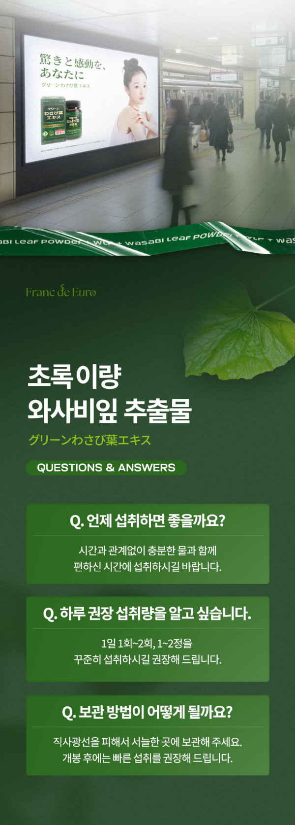 초록 이량 와사비잎 추출물, 600mg, 120정, 2개