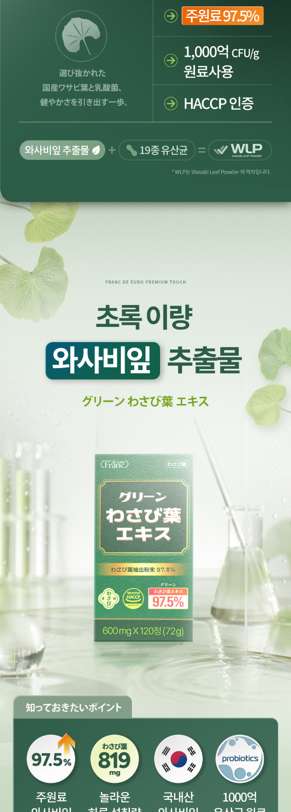 초록 이량 와사비잎 추출물, 600mg, 120정, 2개