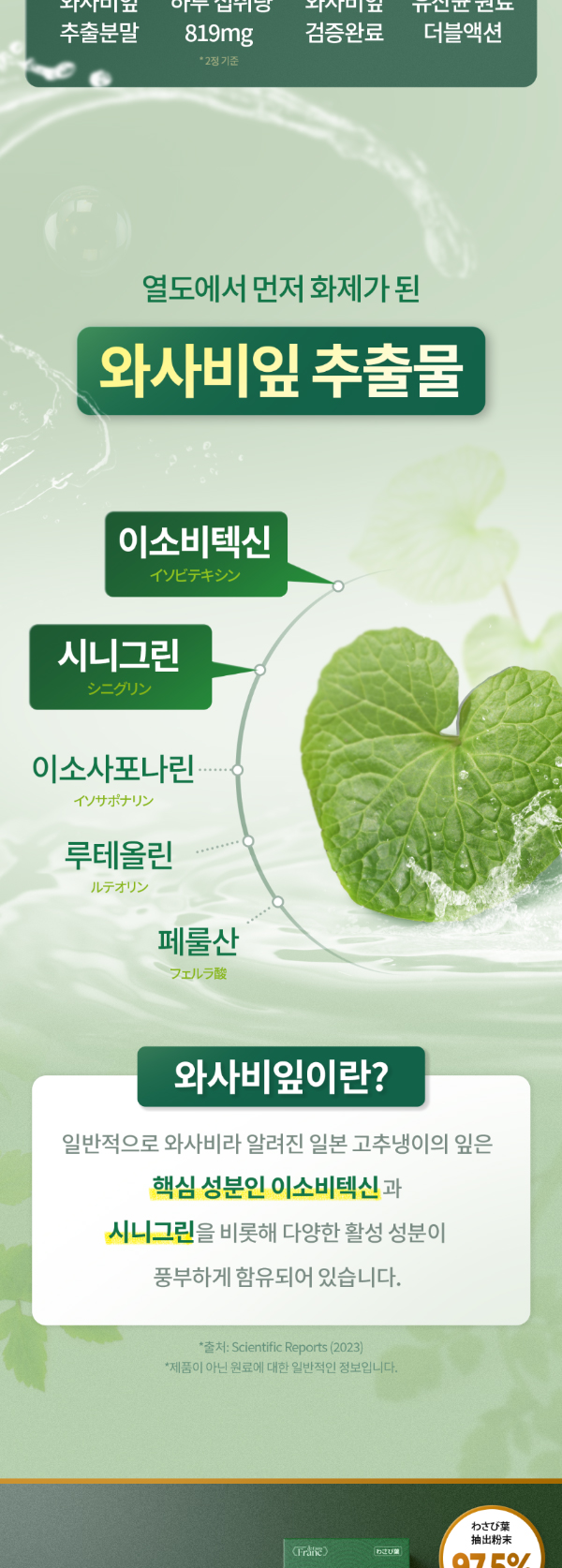 초록 이량 와사비잎 추출물, 600mg, 120정, 2개