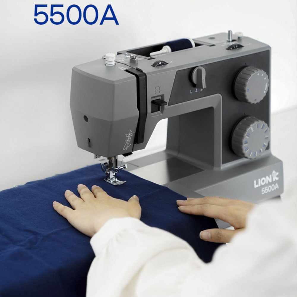 라이온 준공업용 슈퍼 미싱, 5500A, 자동 실끼우기, 확장 테이블 포함, 다크 그레이, 1개