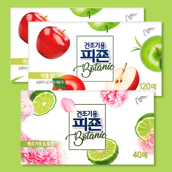 [토스쇼핑] 건조기용 피죤 보타닉, 애플 밤, 120매, 2개