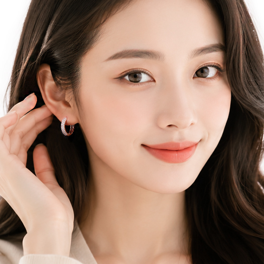 에이바 14K 골드필드 핀 큐빅 원터치링 귀걸이 JK431, 1개 상품 이미지 2