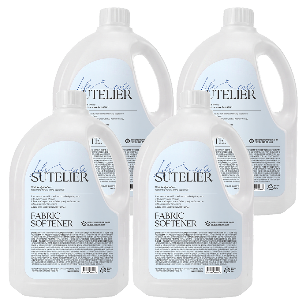 수뜰리에 소프트 섬유유연제 비누향, 2.5L, 4개