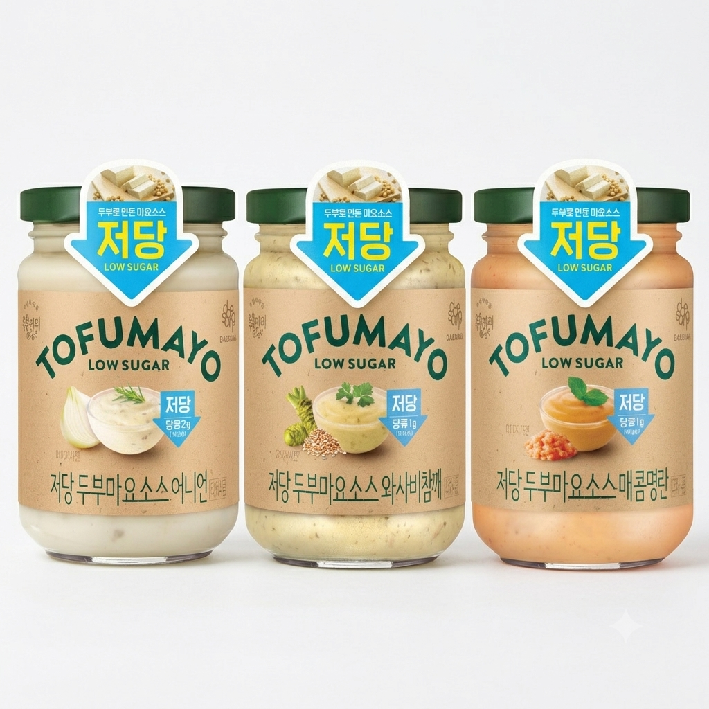 복음자리 저당 두부마요 소스, 매콤명란 185g 1개 + 어니언 190g 1개 + 와사비참깨 180g 1개, 3개 토스쇼핑 특가