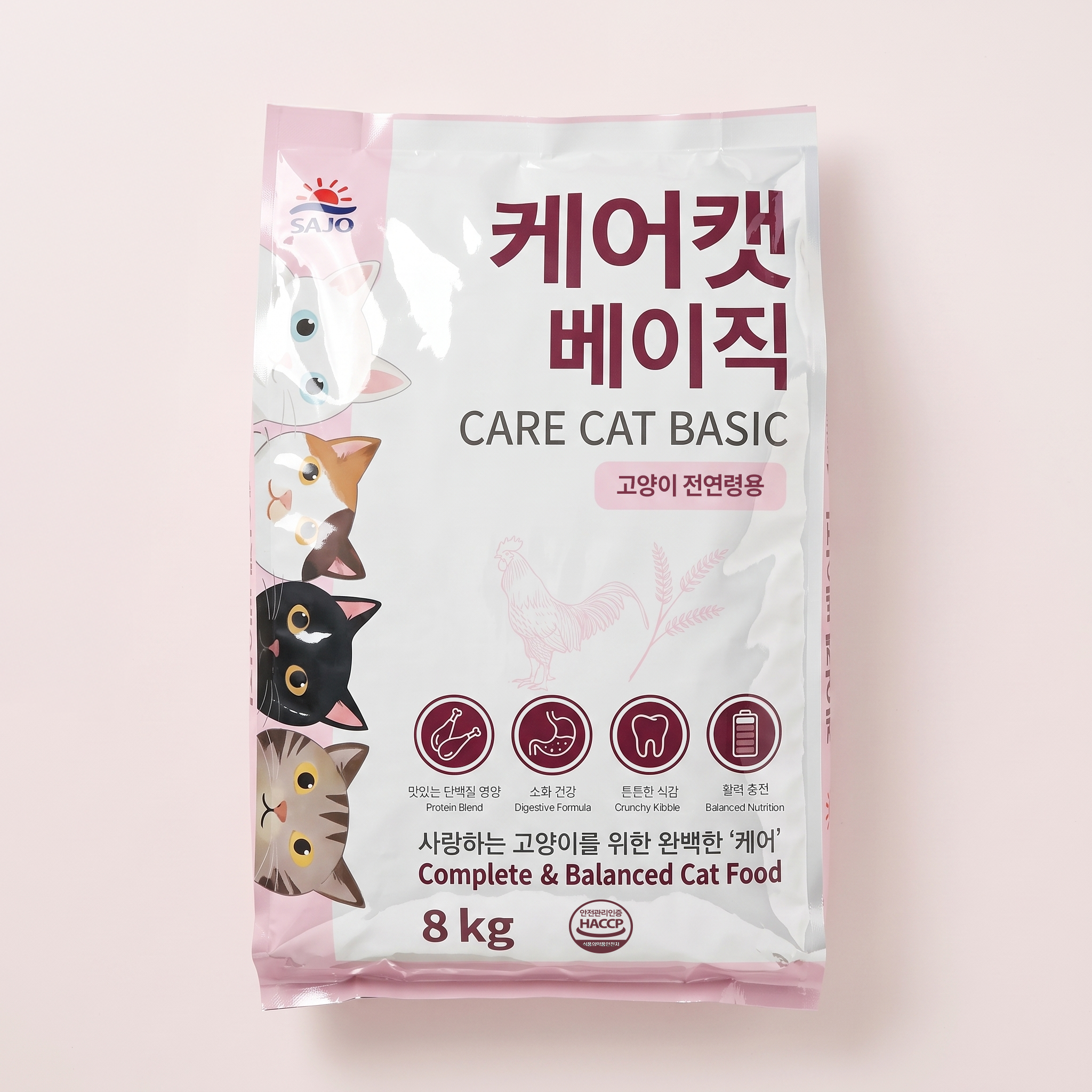 케어캣 베이직 전연령용 고양이사료, 혼합맛, 8kg, 1개