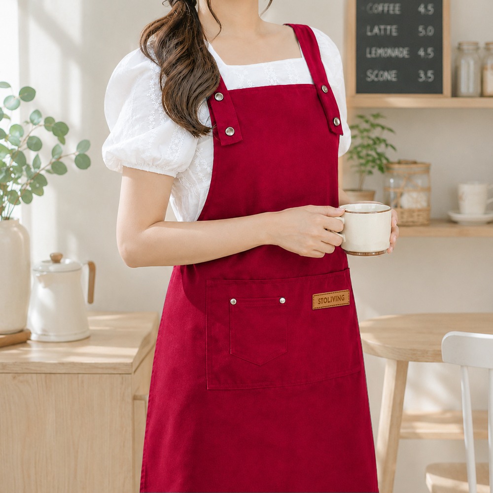 생활방수 H형 앞치마, 레드, 1개