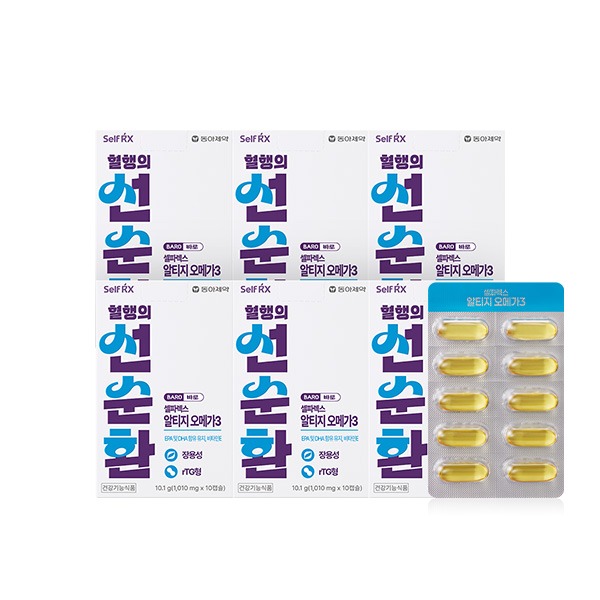 동아제약 셀파렉스 바로 알티지 오메가3, 1010mg, 10캡슐, 6박스