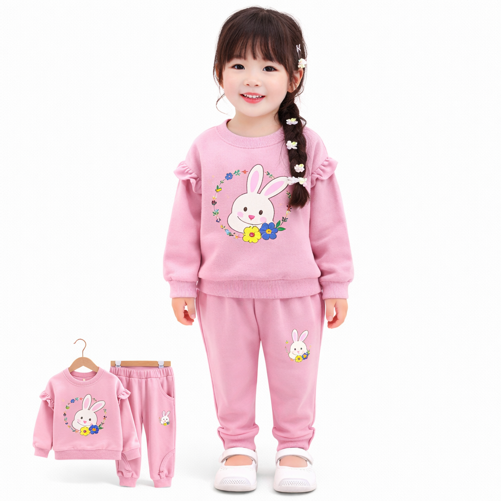 꽃동산래빗상하셋트 아기 상하복 나시 세트 여름 데일리룩 통기성 외출복 실내복, 핑크, 130, 1개