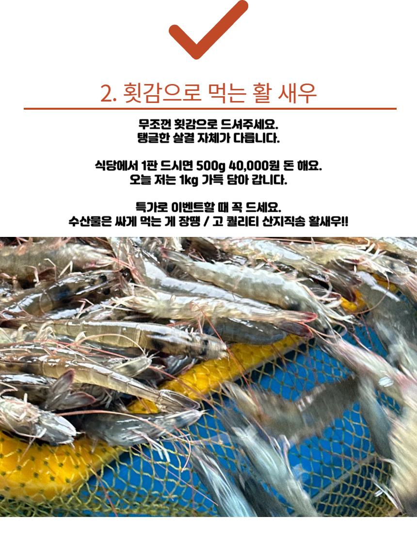 국내산 횟감 활 흰다리새우, 1kg, 1팩 상세 이미지 4