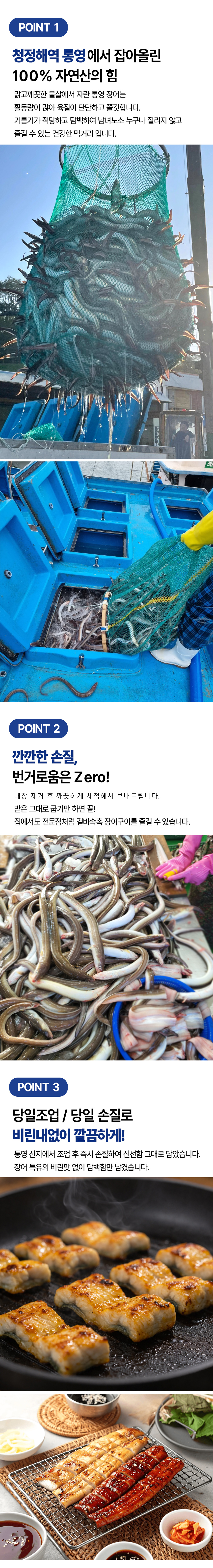 산들에담다 통영 손질 활 바다장어, 대, 1kg, 1박스
