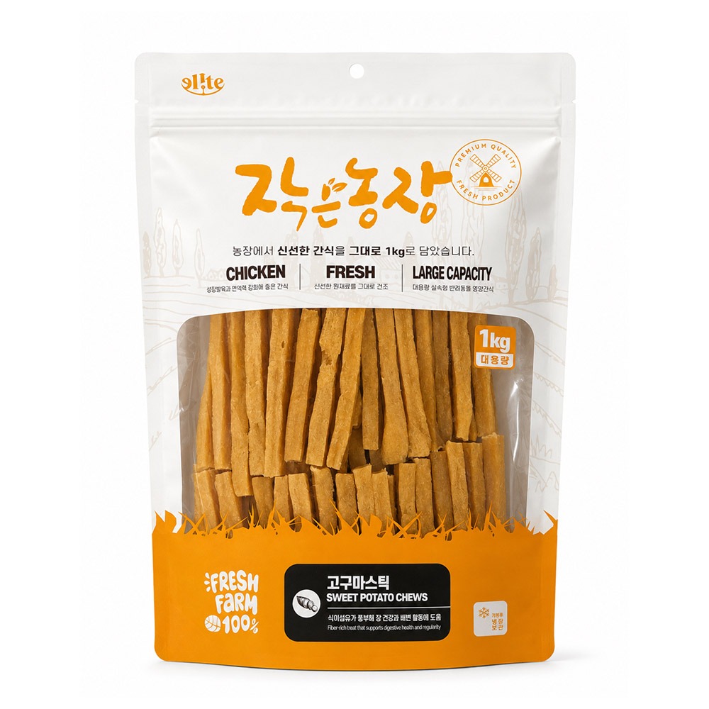 작은농장 강아지 대용량 간식, 고구마스틱, 1kg, 1개