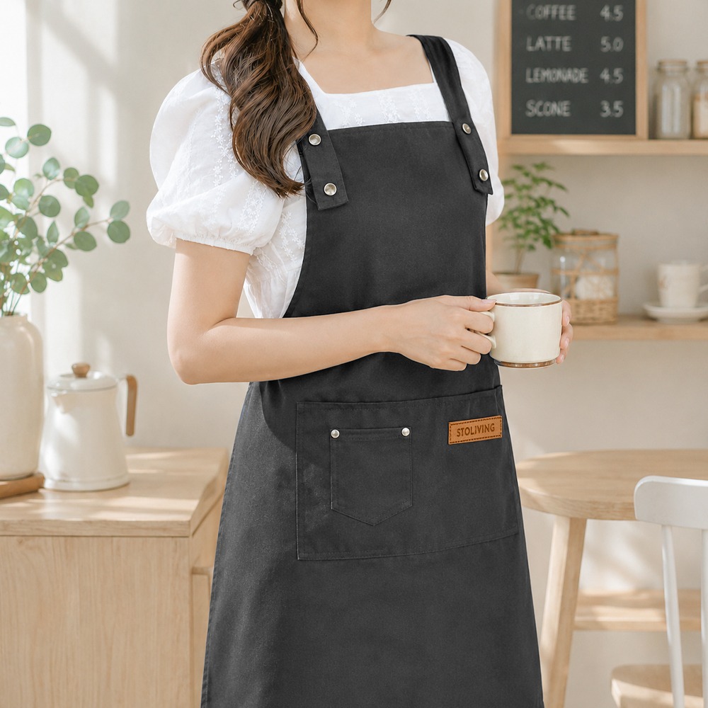 생활방수 H형 앞치마, 블랙, 1개