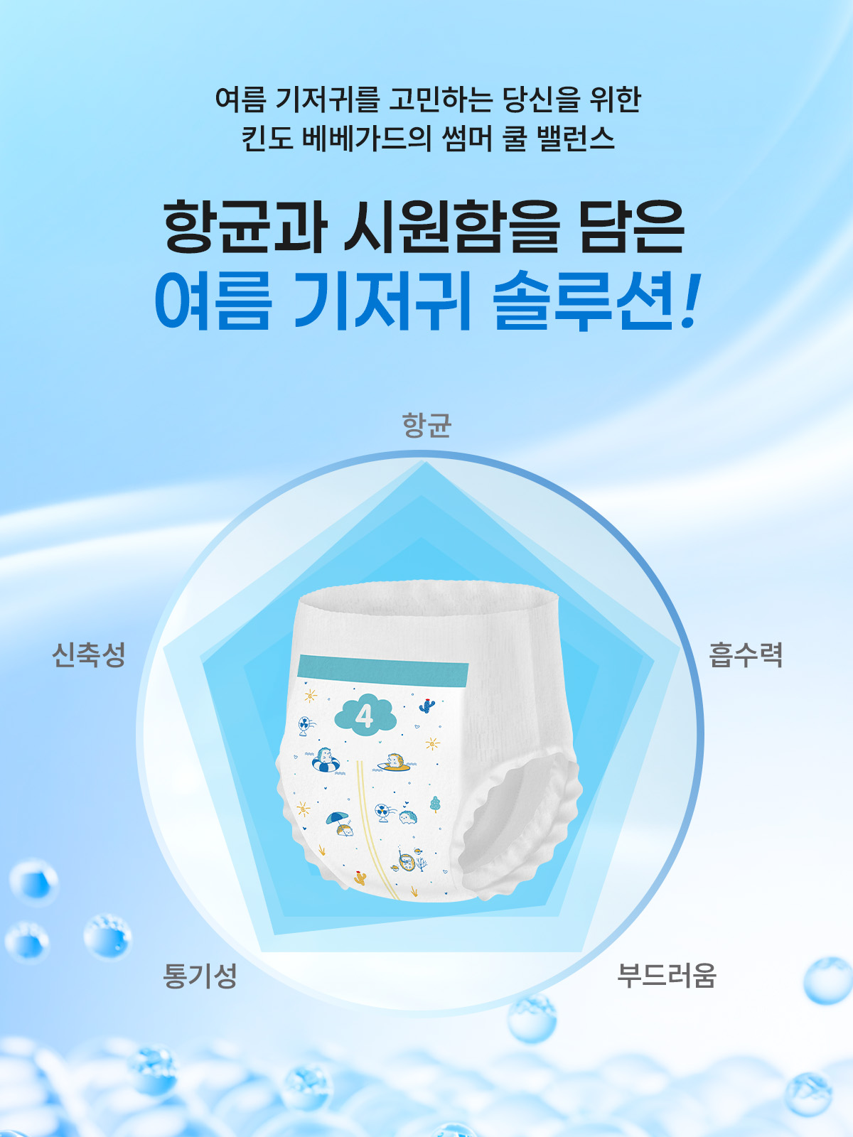 킨도 프리미엄 기저귀 베베가드 썸머 팬티형, 4단계, 216입 상세 이미지 3