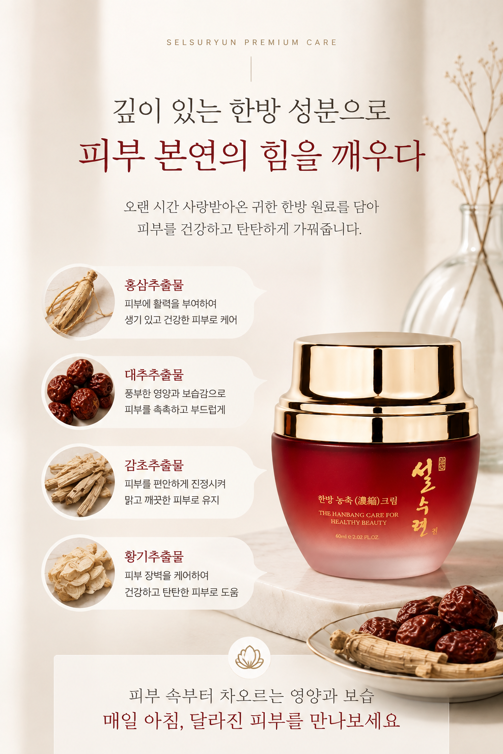 설수련 진 한방 농축 영양크림, 60ml, 2개