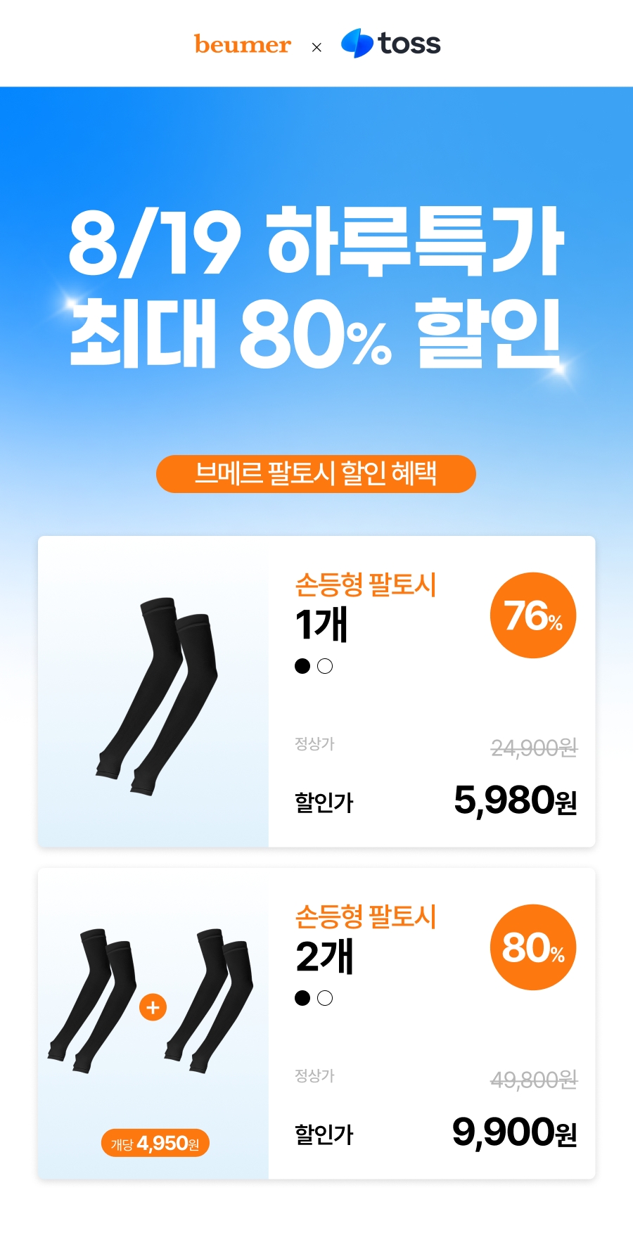 브메르 자외선차단 아이스 쿨 손등형 팔토시, 블랙, FREE, 1쌍 상세 이미지 1