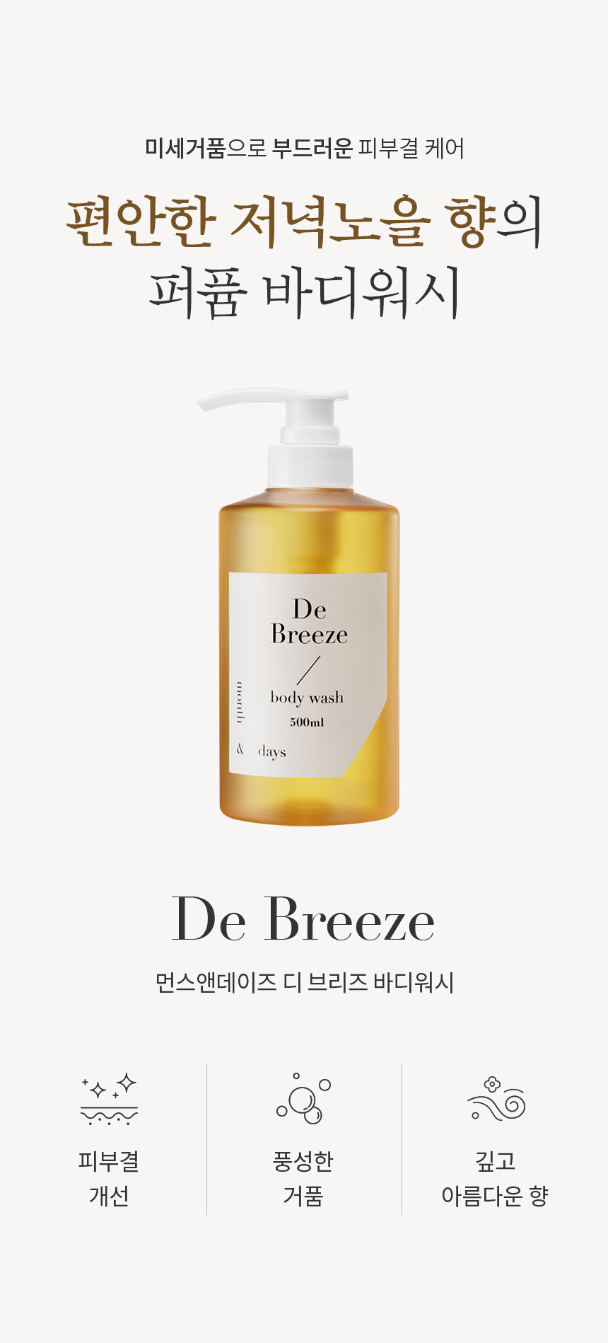 먼스앤데이즈 퍼퓸케어 바디워시, 디 브리즈 클린솝, 300ml, 1개 상세 이미지 2