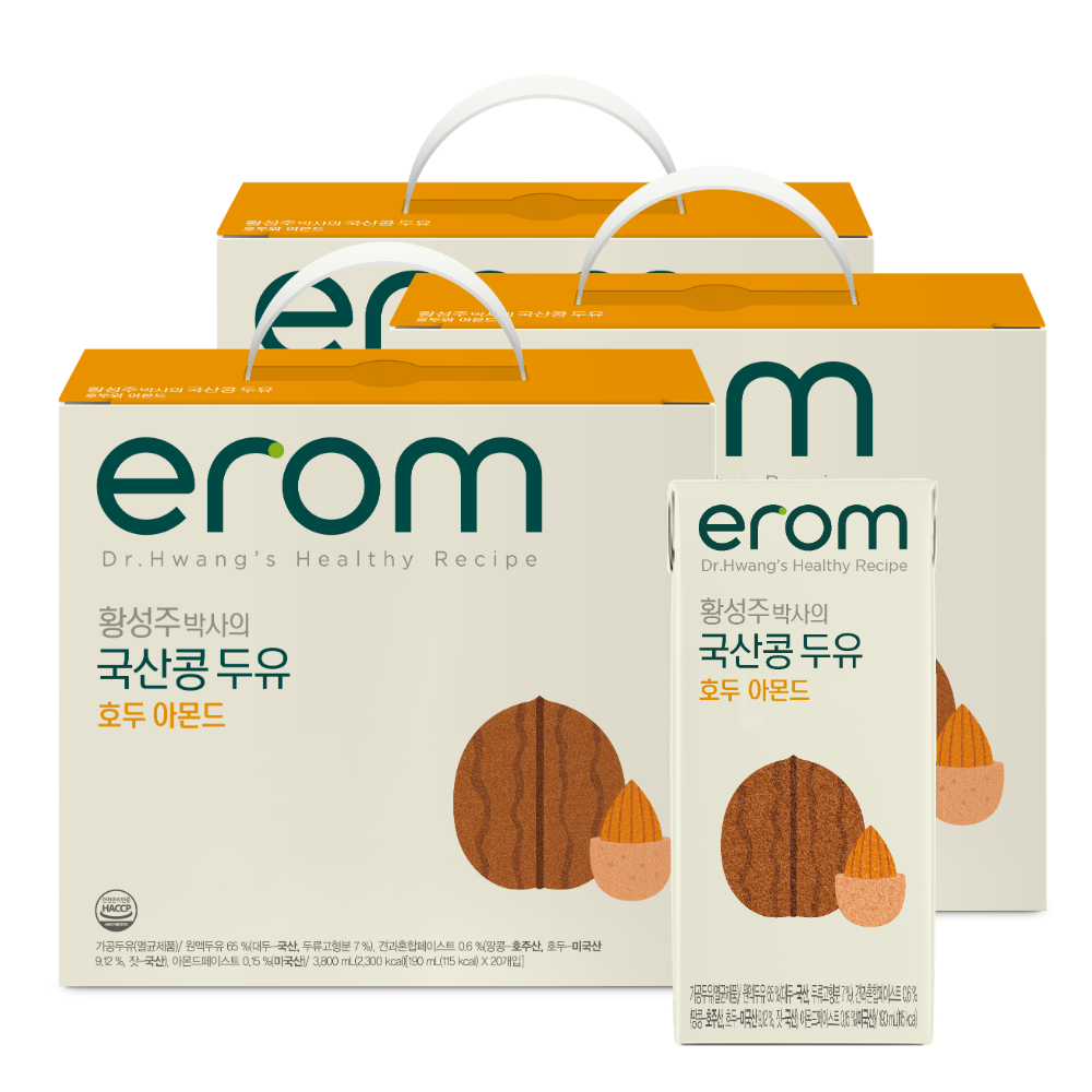 이롬 국산콩 호두아몬드 두유, 190ml, 60개