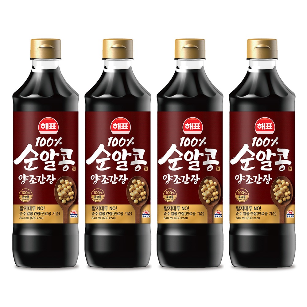 해표 순알콩 양조간장, 840ml, 4개