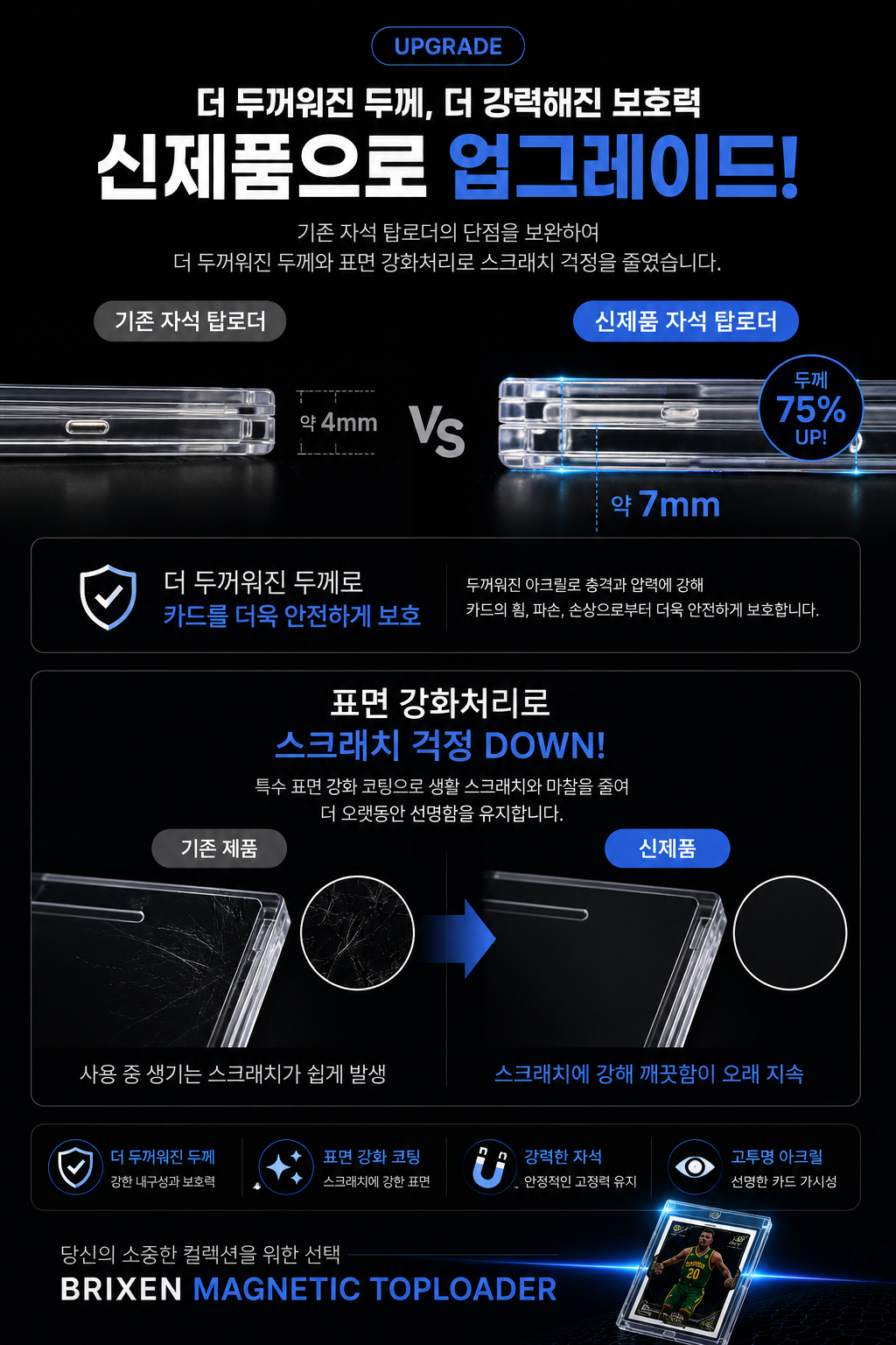브릭센 포켓몬 자석 케이스 프리미엄 아크릴 탑로더 35pt, 투명, 1개 상세 이미지 1