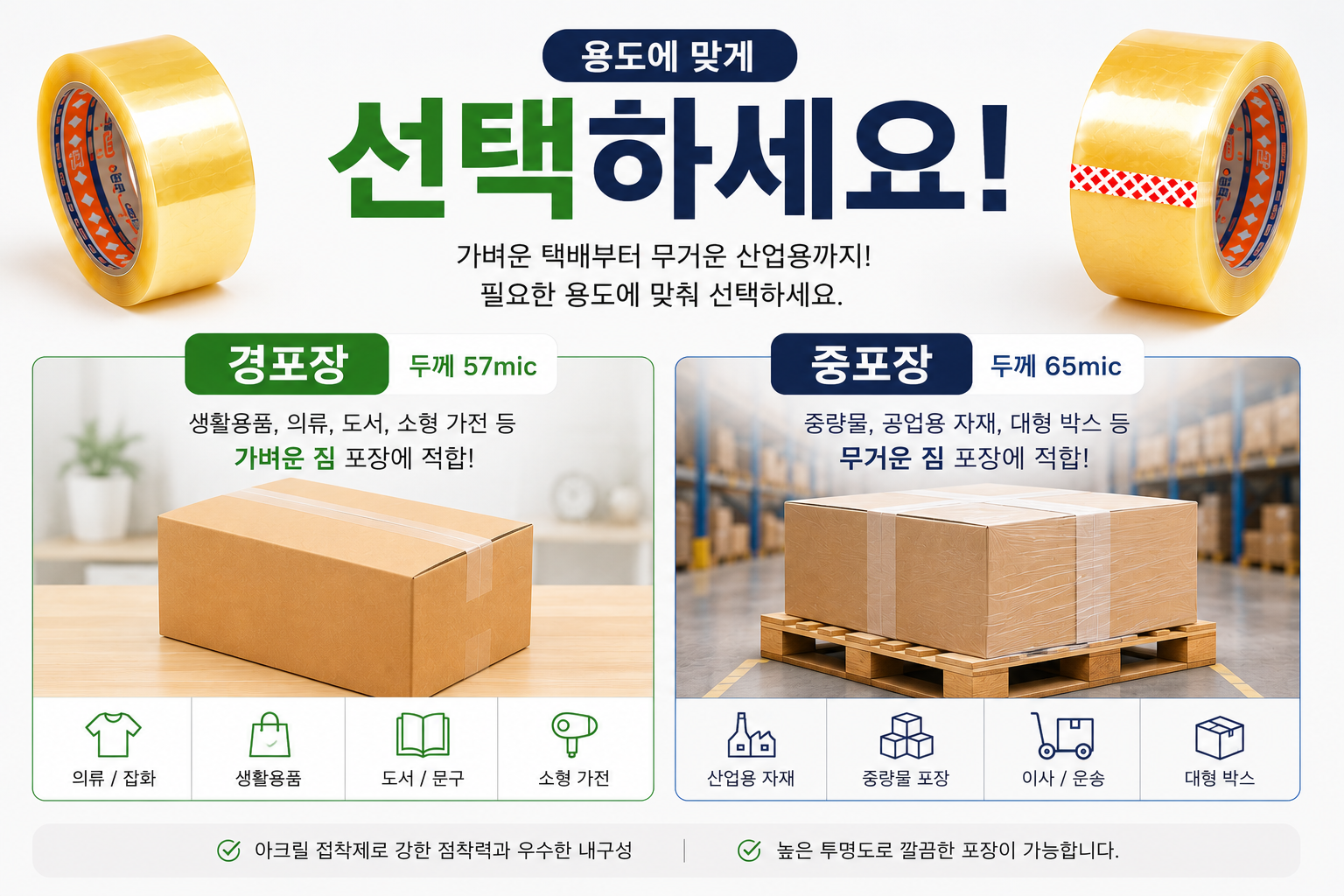 OPP 투명 박스테이프, 일반 경포장, 48mmx40m, 10개 상세 이미지 2