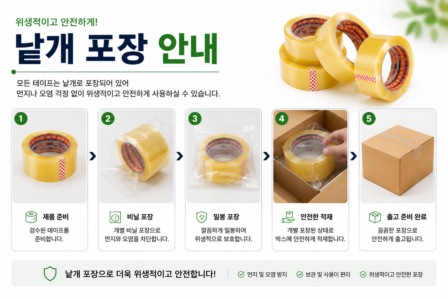 OPP 투명 박스테이프, 일반 경포장, 48mmx40m, 10개 상세 이미지 5