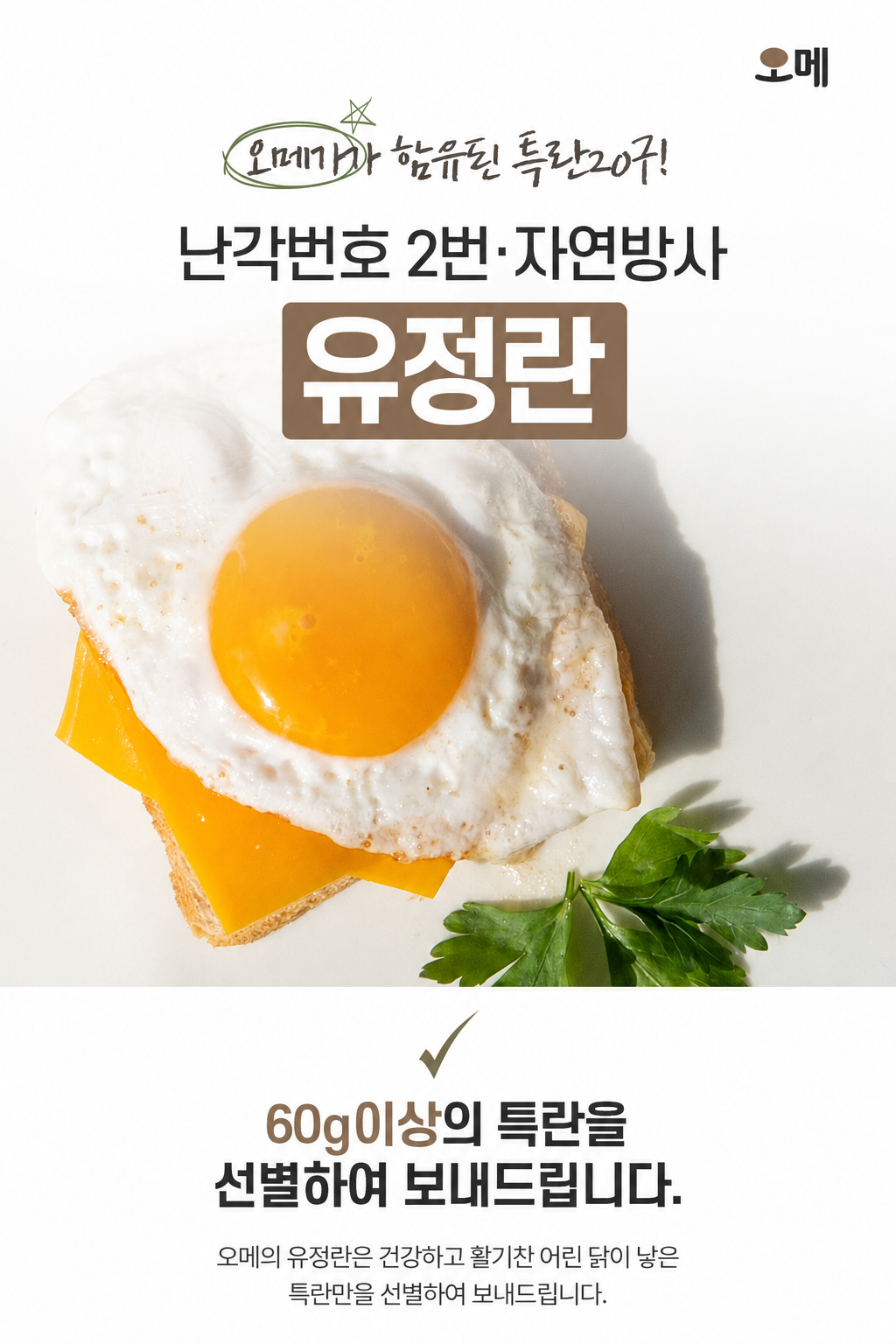 오메가 동물복지 무항생제 난각2번 계란, 40개, 1세트