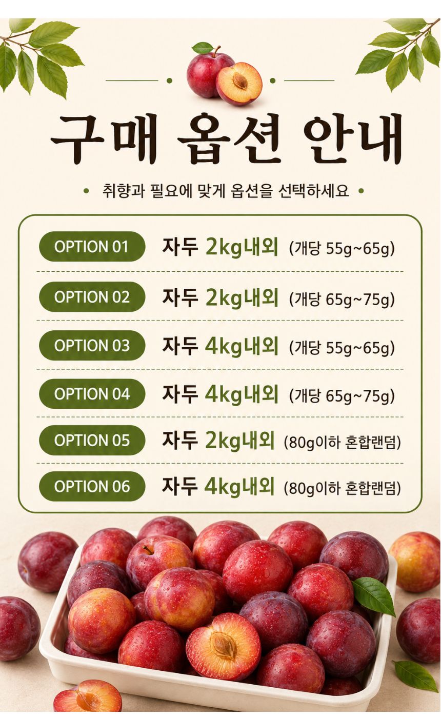 팜보스 국내산 햇자두, 개당 55g-65g, 2kg, 1박스