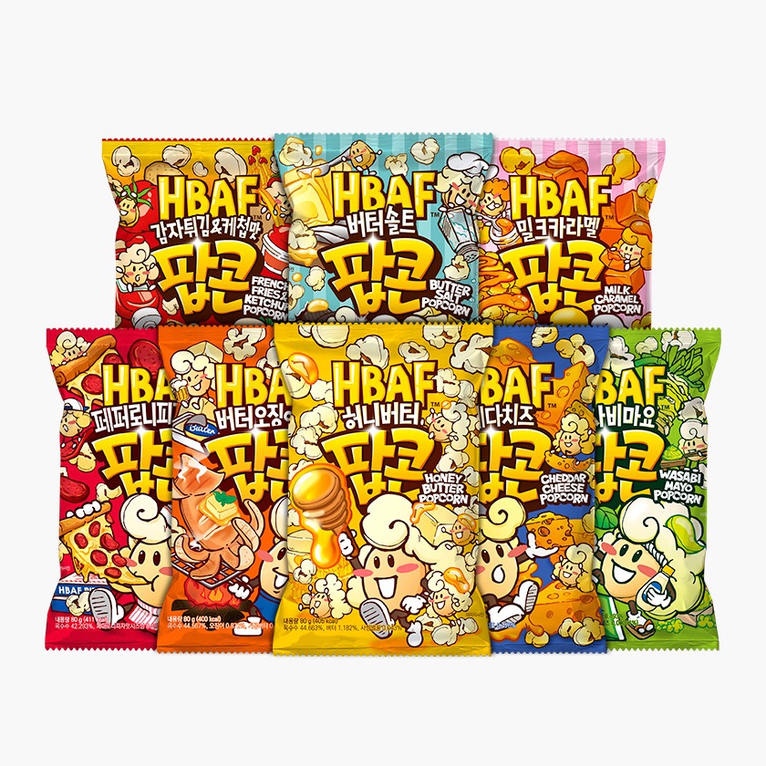 HBAF 팝콘 맛보기 세트, 8종, 1세트 상세 이미지 1