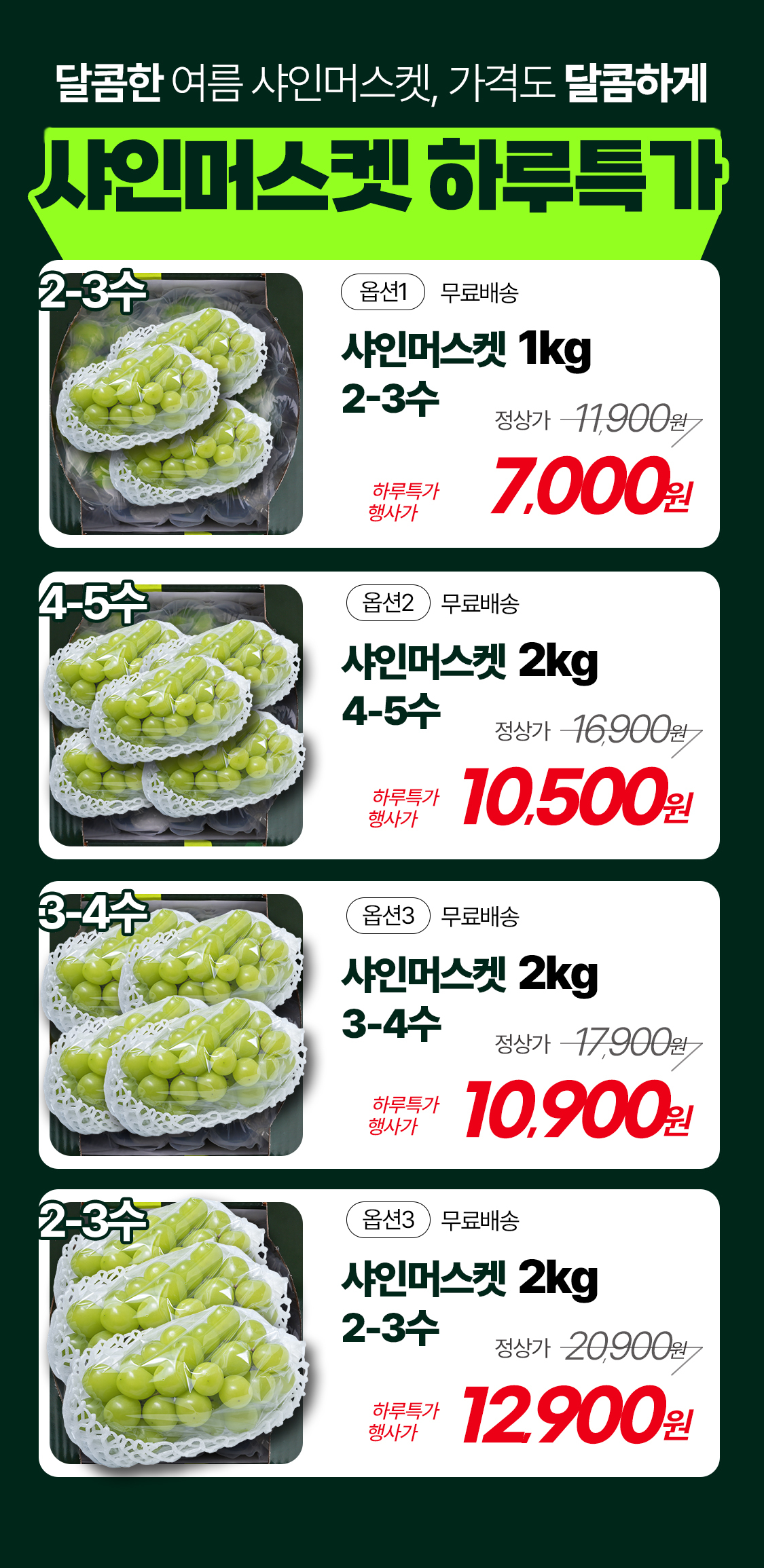 산기슭 샤인머스켓, 2~3수, 1kg 상세정보 2