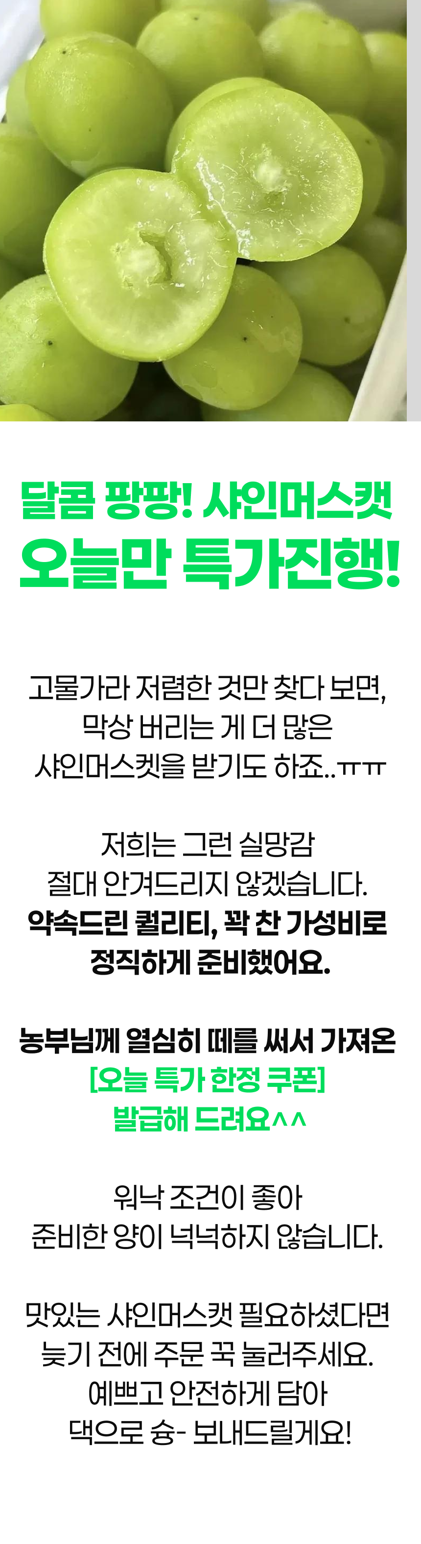 한강결 꿀당도 샤인머스켓 망고포도, 특품대과, 2kg, 1박스