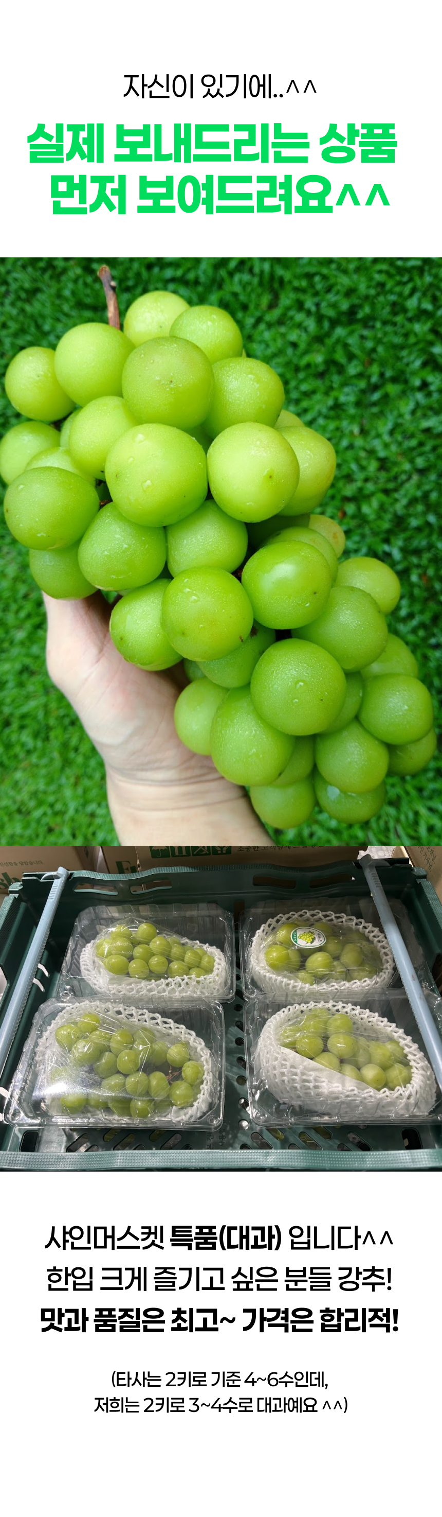 한강결 꿀당도 샤인머스켓 망고포도, 특품대과, 2kg, 1박스