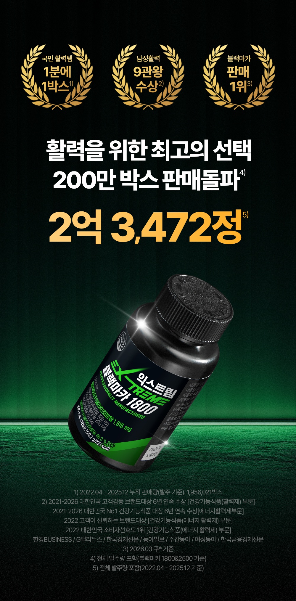 익스트림 블랙마카 1800, 910mg, 120정, 1개