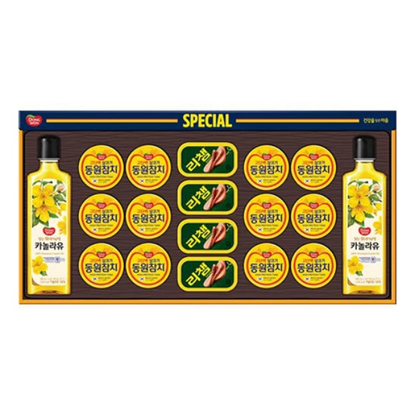 동원 스페셜 선물세트 W호, 라이트 스탠다드 90g 12개 + 리챔 오리지널 120g 4개 + 카놀라유 480ml 2개, 1세트 토스쇼핑 특가