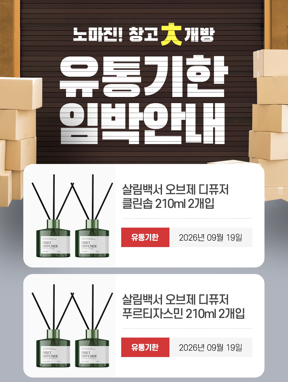 살림백서 오브제 디퓨저, 푸르티자스민, 210ml, 2개