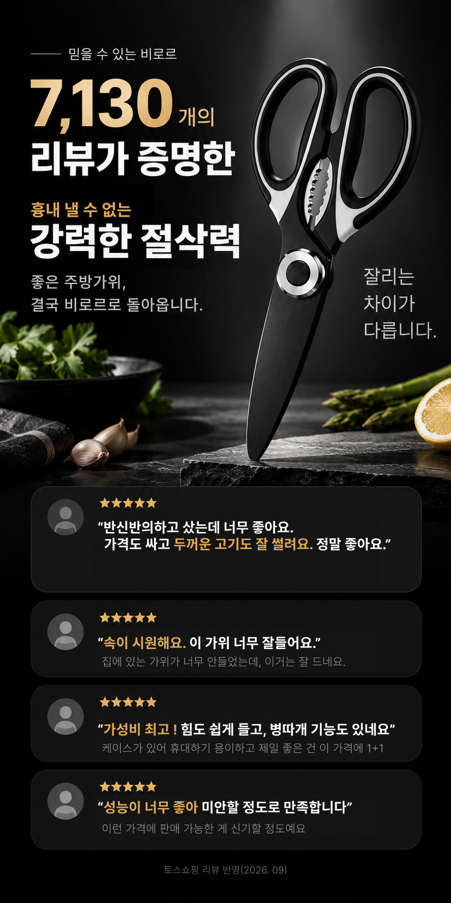 비로르 304 스텐 주방 가위, 팬더, 20.5cm, 2개 상세정보 1