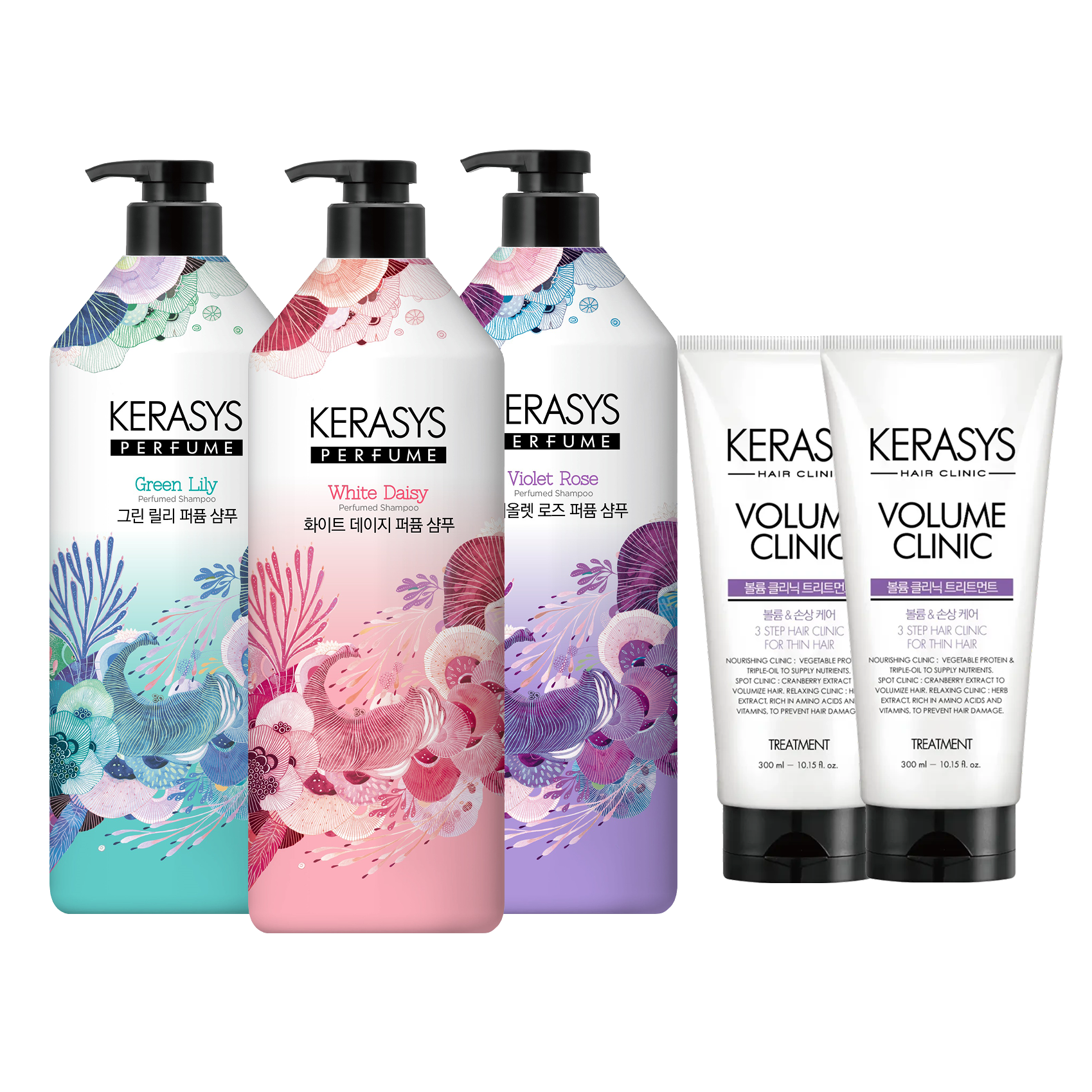 케라시스 퍼퓸 샴푸, 3종혼합향, 1L, 3개 + 트리트먼트, 300ml, 2개