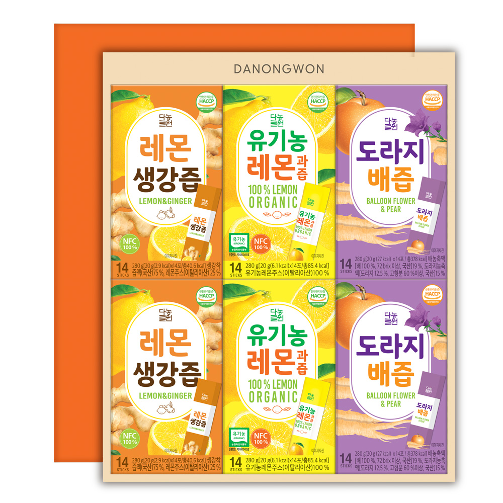 다농원 건강즙 선물세트, 유기농 레몬즙 2박스 + 레몬생강즙 2박스 + 도라지배즙 2박스, 1세트 토스쇼핑 특가