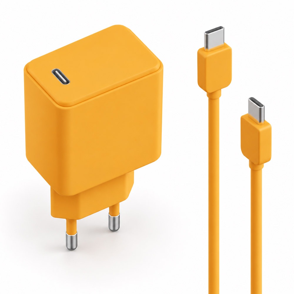 Nucle 팅글탱글 PD 20W 고속 충전기 + 60W C to C 초고속 케이블, 오렌지, 1m, 1세트 토스쇼핑 특가