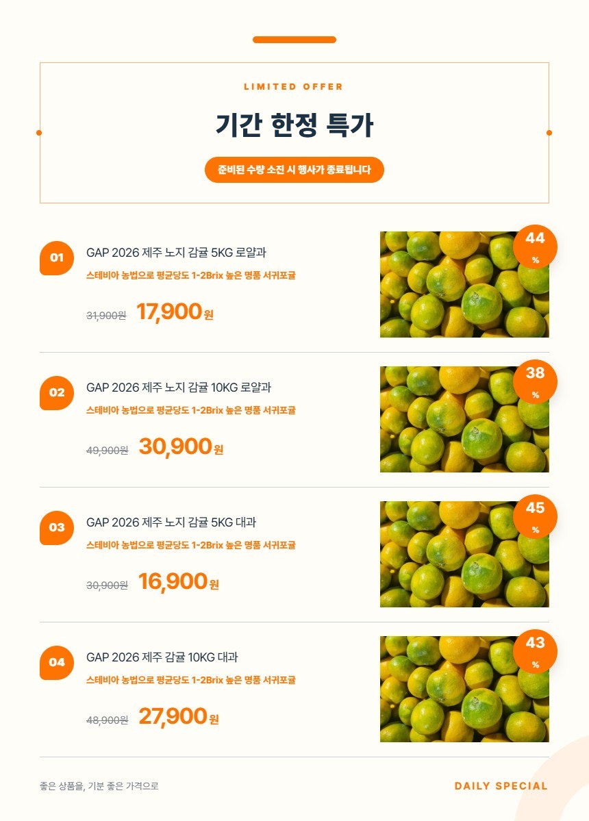 산들에담다 GAP 노지 감귤, 특품, 로얄과, 5kg, 1박스 상세정보 2