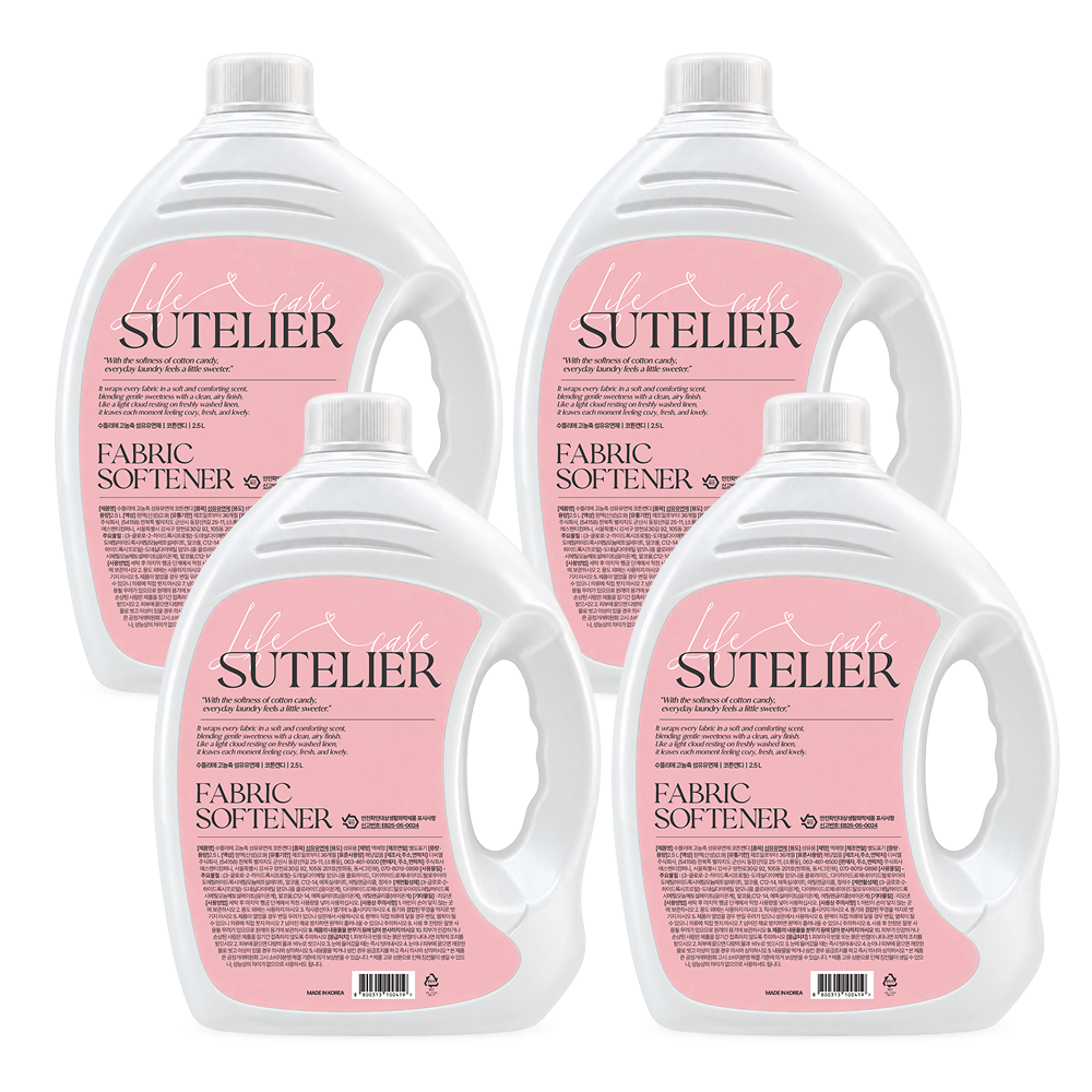 수뜰리에 고농축 섬유유연제 코튼캔디, 2.5L, 4개