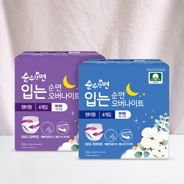 깨끗한나라 순수한면 입는 오버나이트, 중대형, 4개입, 3팩 상세 이미지 3