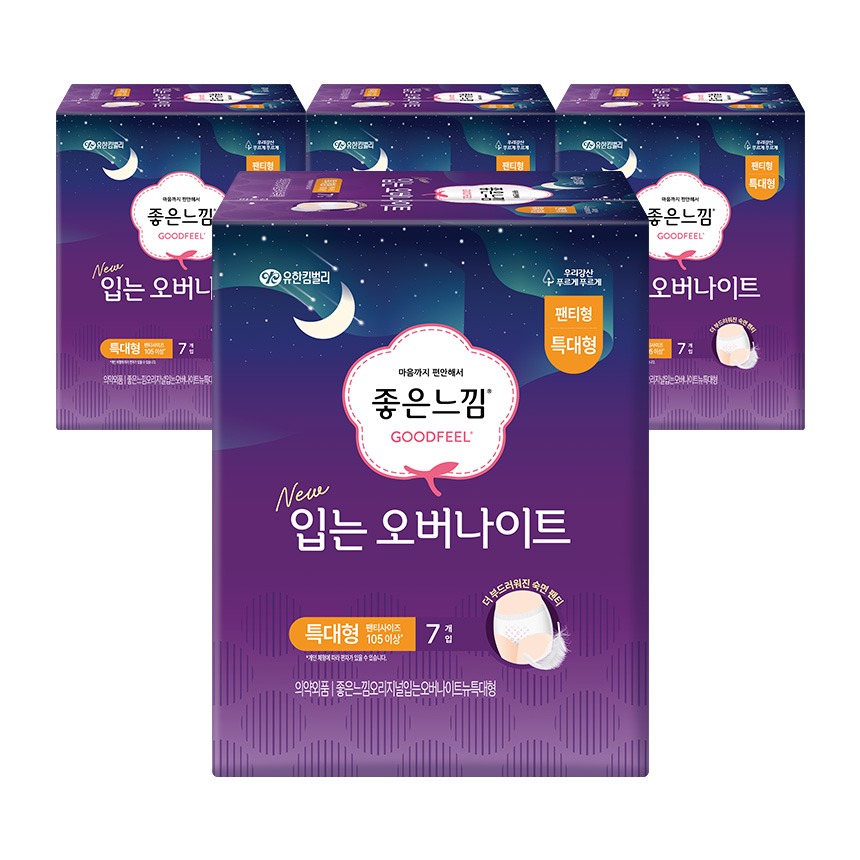 좋은느낌 오리지널 입는오버나이트, 7매, 4팩