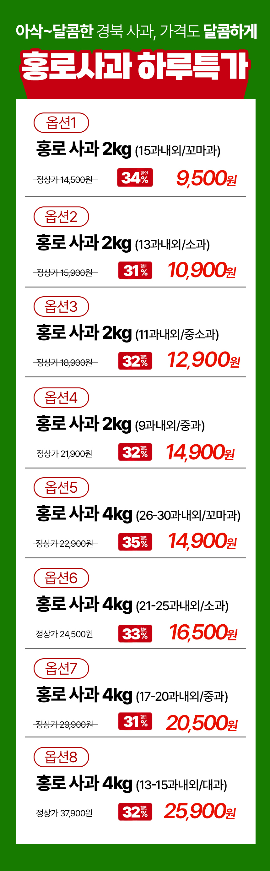 산기슭 홍로사과, 가정용, 꼬마, 15과내외, 2kg, 1박스 상세 이미지 2