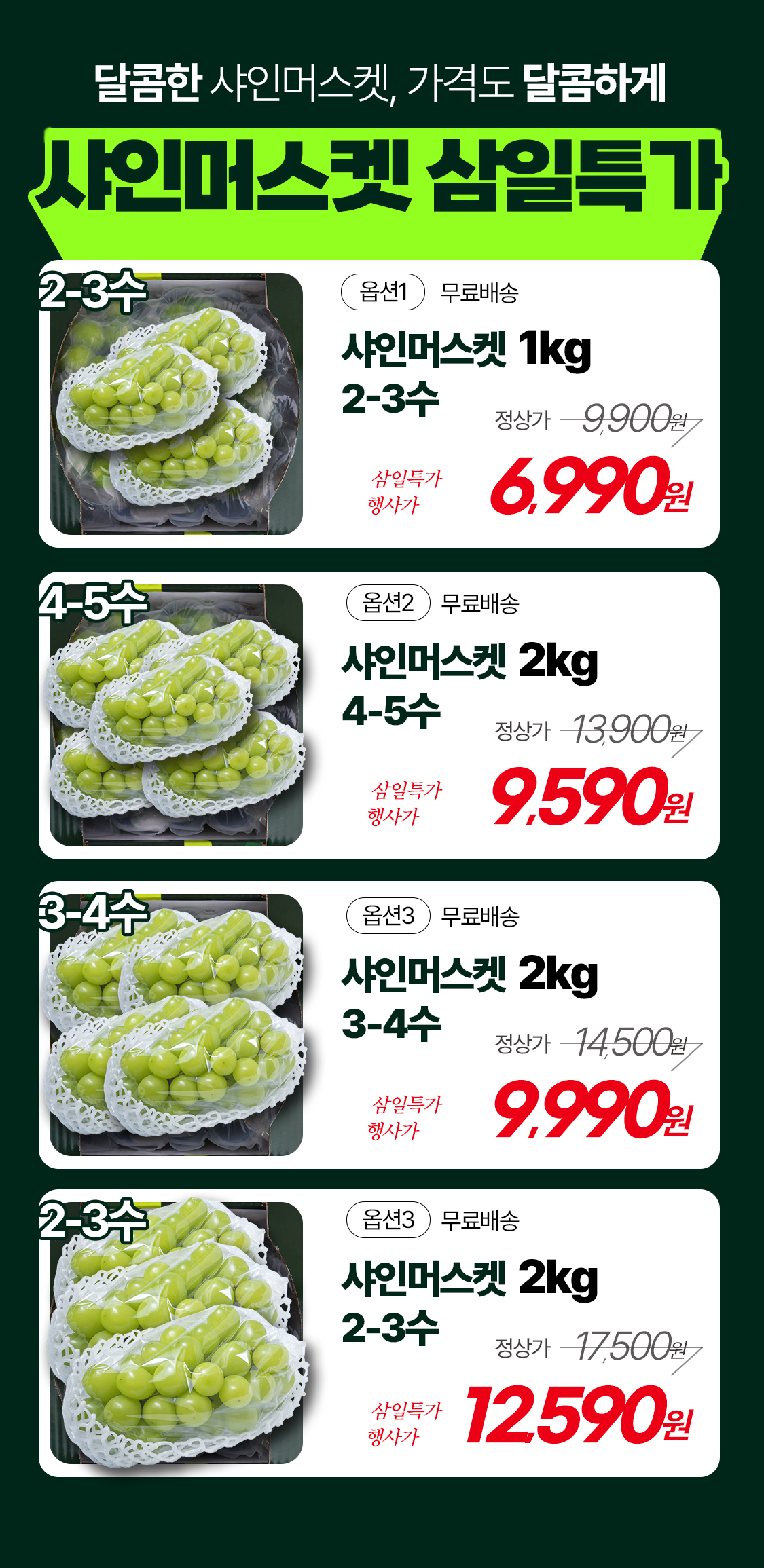 산기슭 샤인머스켓, 2~3수, 1kg 상세정보 1