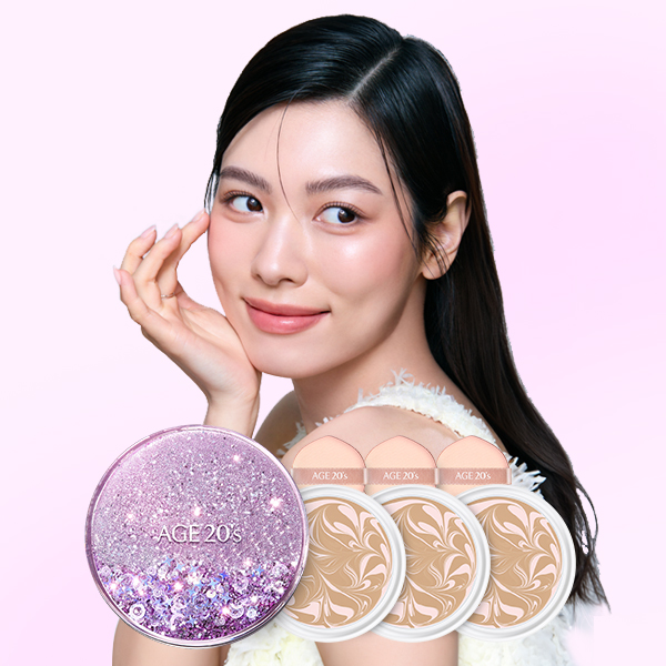 에이지투웨니스 뉴오리지널 에센스 커버 팩트 샤이닝 드롭스 에디션, 케이스, 1개 + 리필, 핑크라떼 21호, 3개 상품 이미지 1