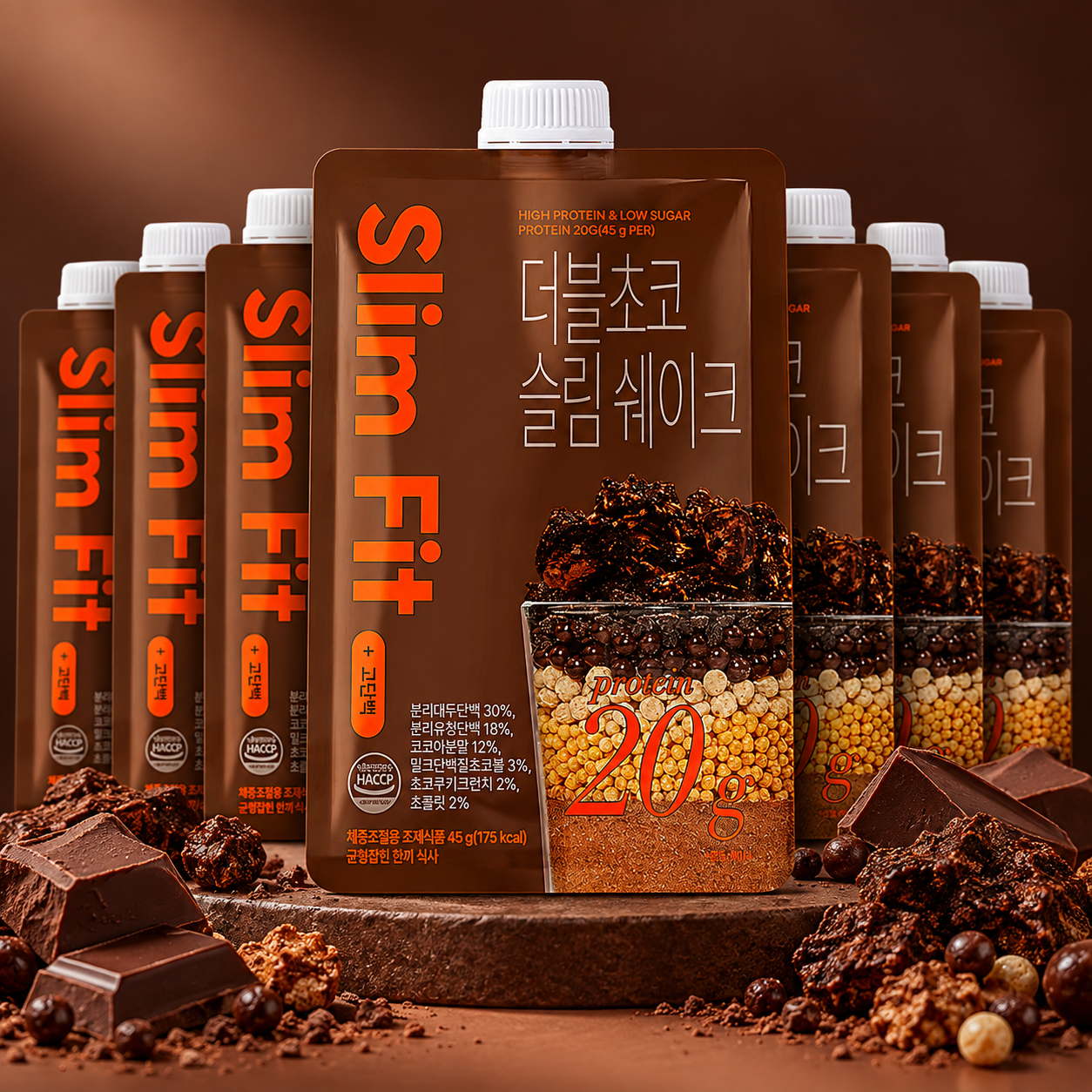 익스트림 단백질 20g 슬림쉐이크, 더블초코, 45g, 7포, 1세트 상품 이미지 1
